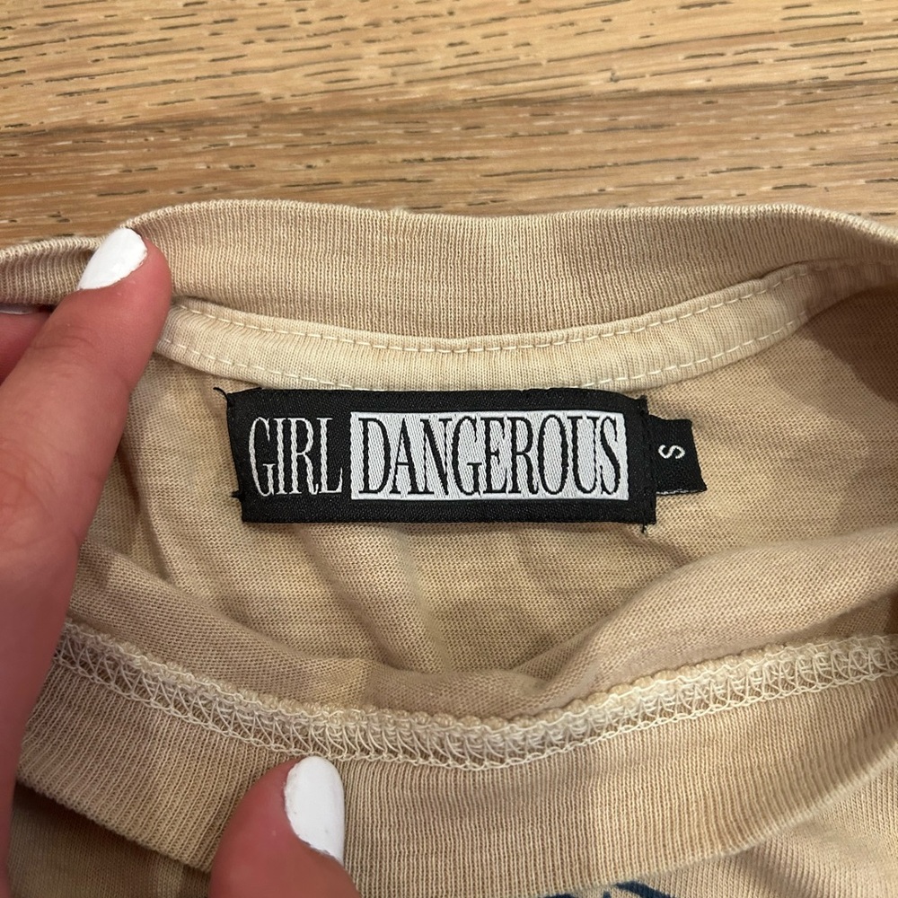 Girl Dangerous Beige T-Shirt